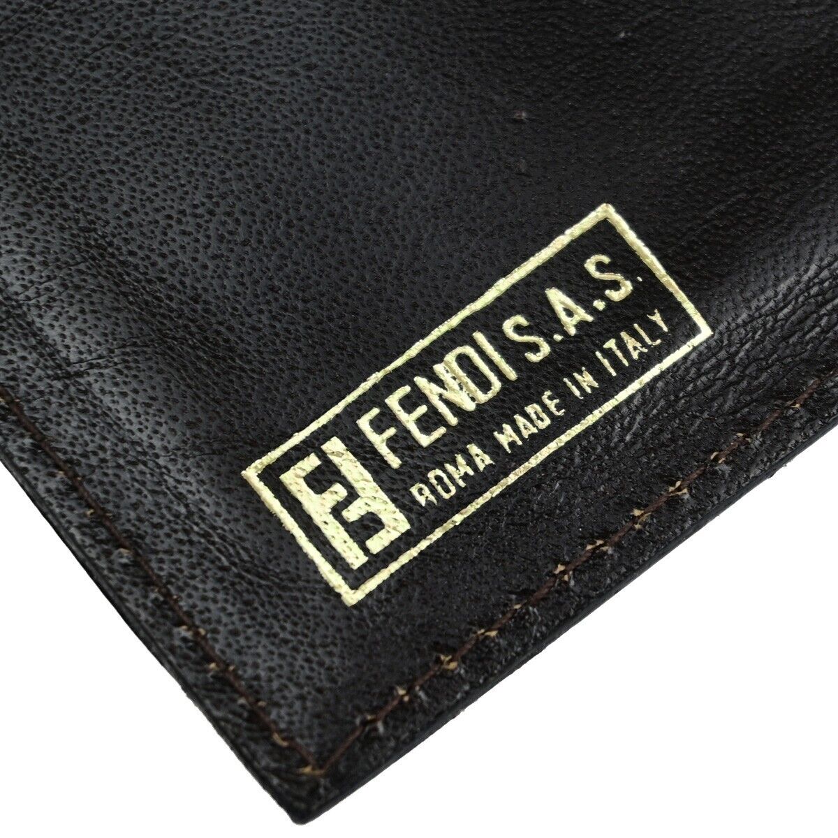 FENDI Logo Zucca Pattern Bifold Wallet Purse Canvas Leather Brown Italy 01EB515