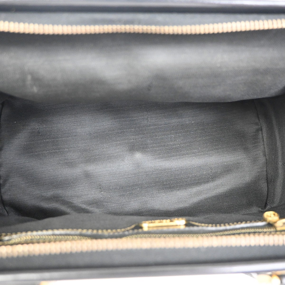 FENDI Logo Pequin Mini Boston Hand Bag PVC Leather Black Khaki GHW Italy 32YH898