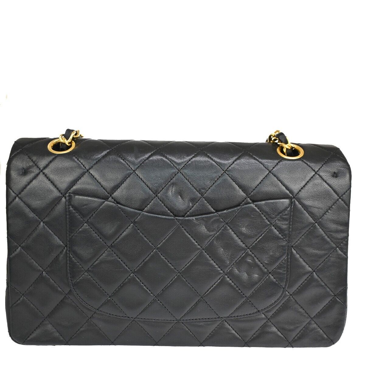 CHANEL CC Matelasse 25 Double Flap Chain Shoulder Bag Leather Black GHW 726RJ450