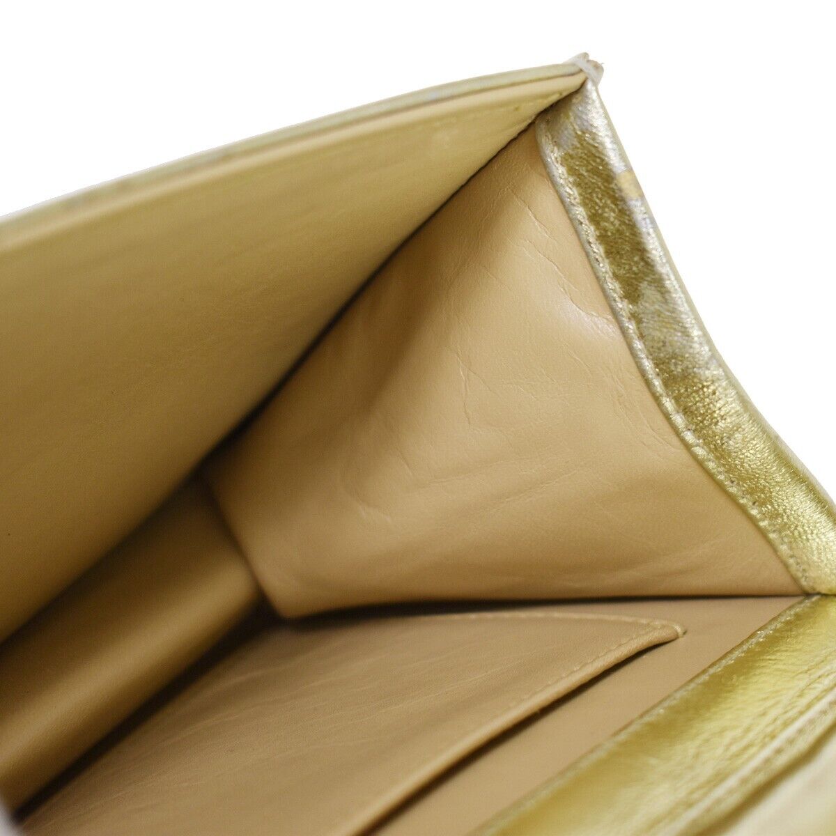 CHANEL CC Logo Mini Matelasse Full Flap Chain Shoulder Bag Leather Gold 652RC501