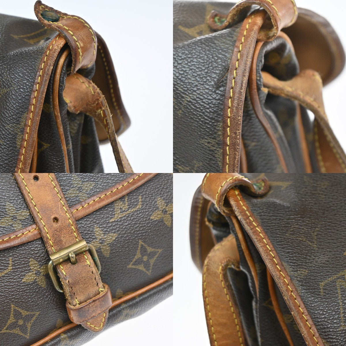 LOUIS VUITTON Logo Saumur 30 Shoulder Bag Monogram Leather Brown M42256 65MA627