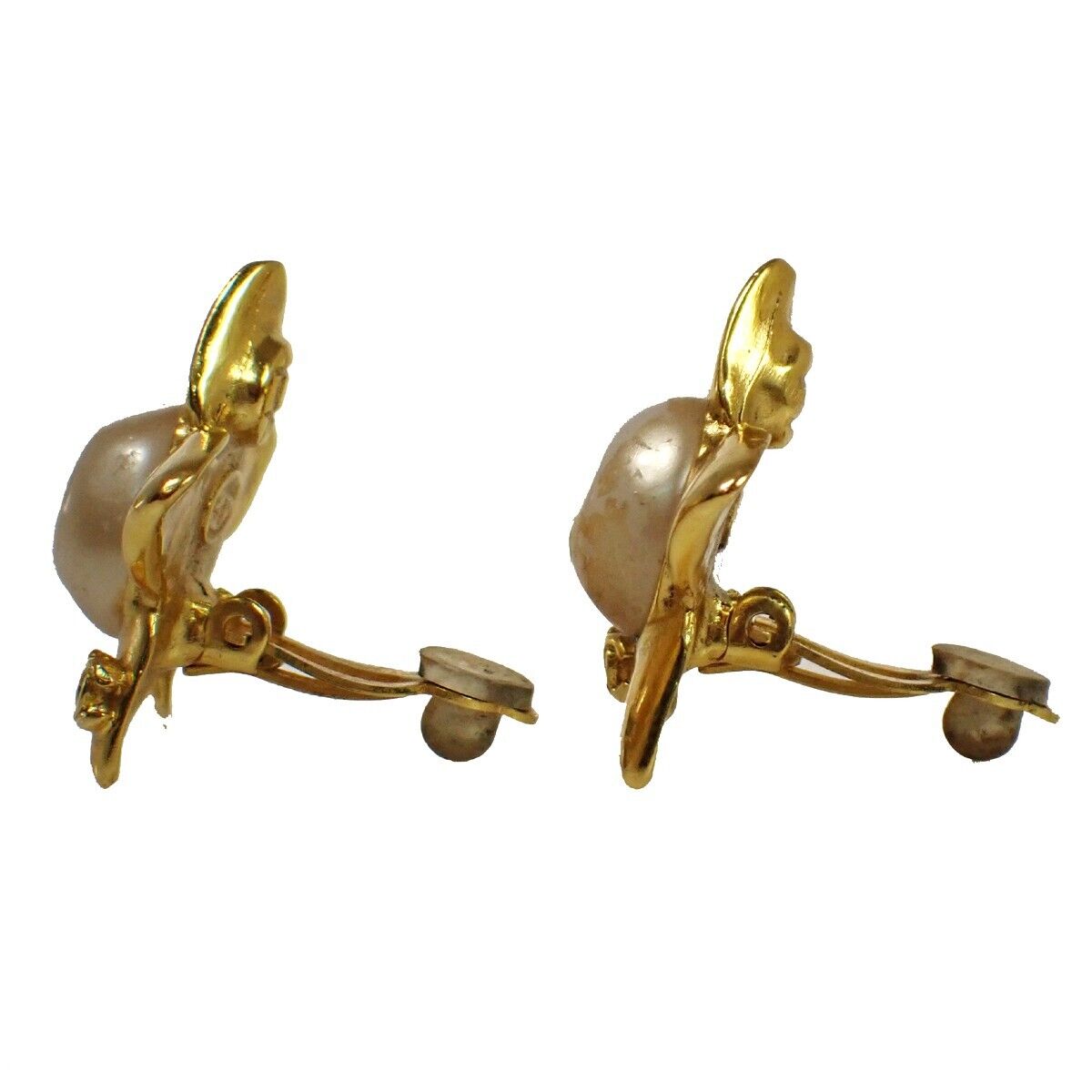 CHANEL CC Star Earrings 96P Clip-On Imitation Pearl GHW France Vintage 80RH409