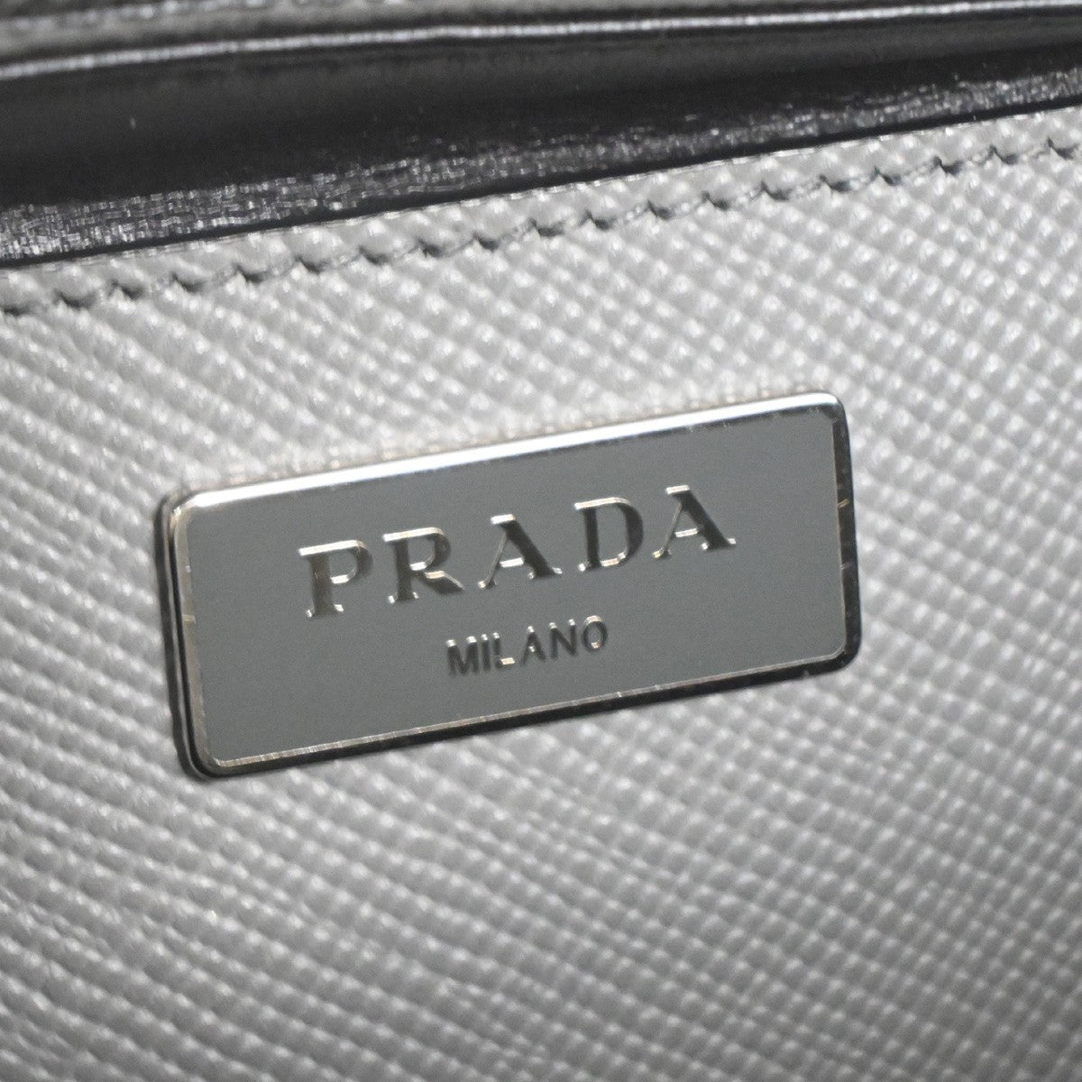 PRADA Logo Shoulder Hand Bag Saffiano Cuir Leather gray SHW Italy 98TA166
