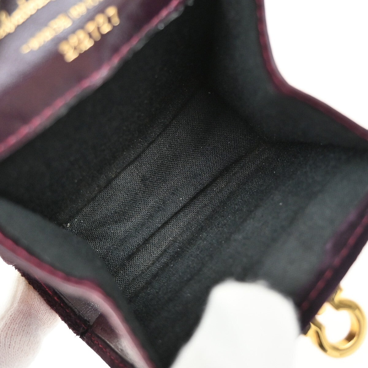 SALVATORE FERRAGAMO Gancini Mini Chain Shoulder Bag Suede Leather Purple 80EE153
