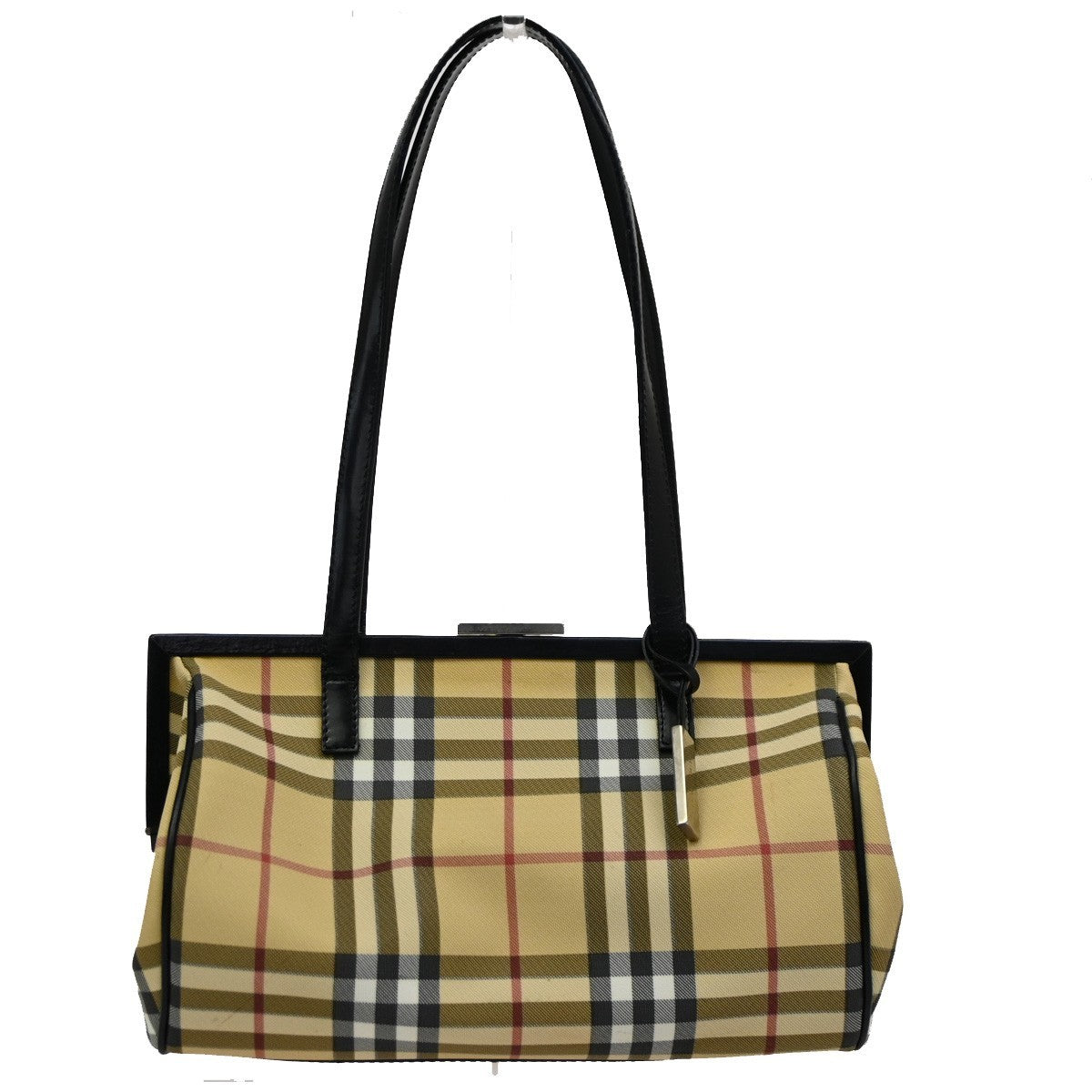 BURBERRY Logo Nova Check Shoulder Bag PVC Leather Beige Black 38DA064
