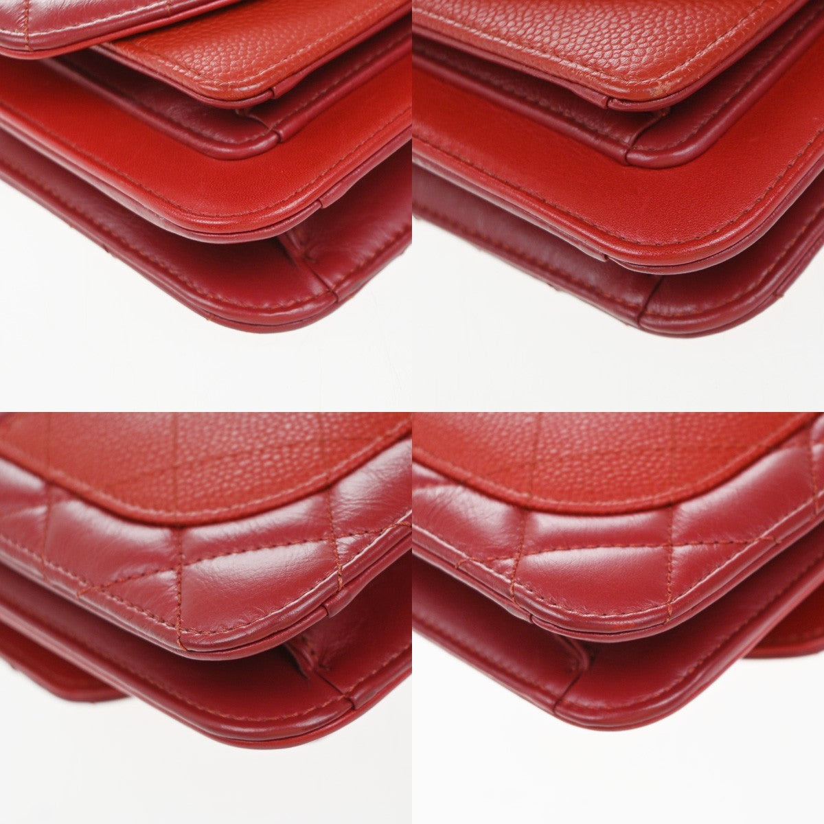 CHANEL CC 2Way Matelasse Chain Shoulder Hand Bag Calfskin Leather Red 369RP075