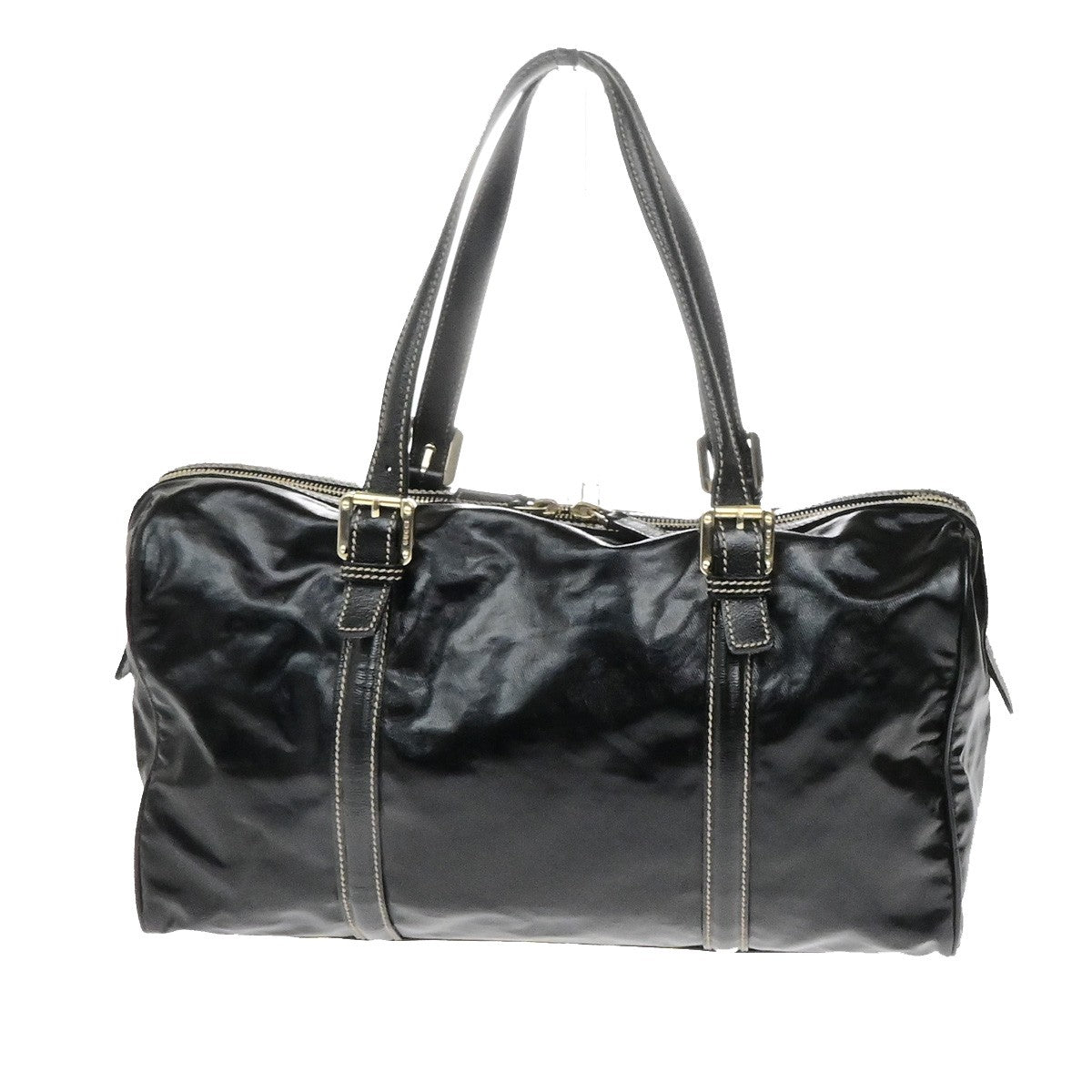 GUCCI Interlocking G Pattern Travel Hand Bag Coating Canvas Leather BK 81YH162
