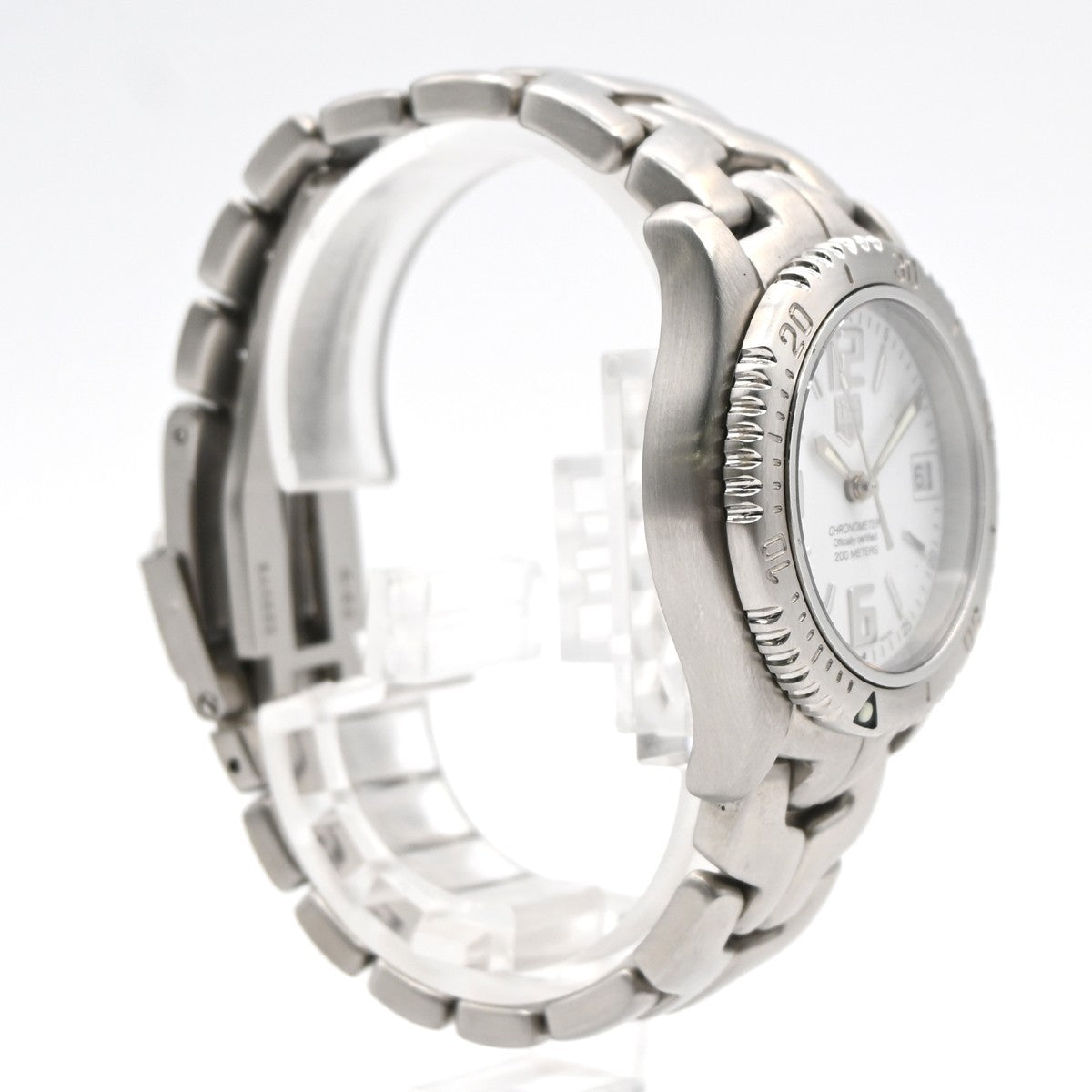 TAG HEUER Link Date Watch 35mm WT5211 Chronograph AT White Dial SS 10LC595