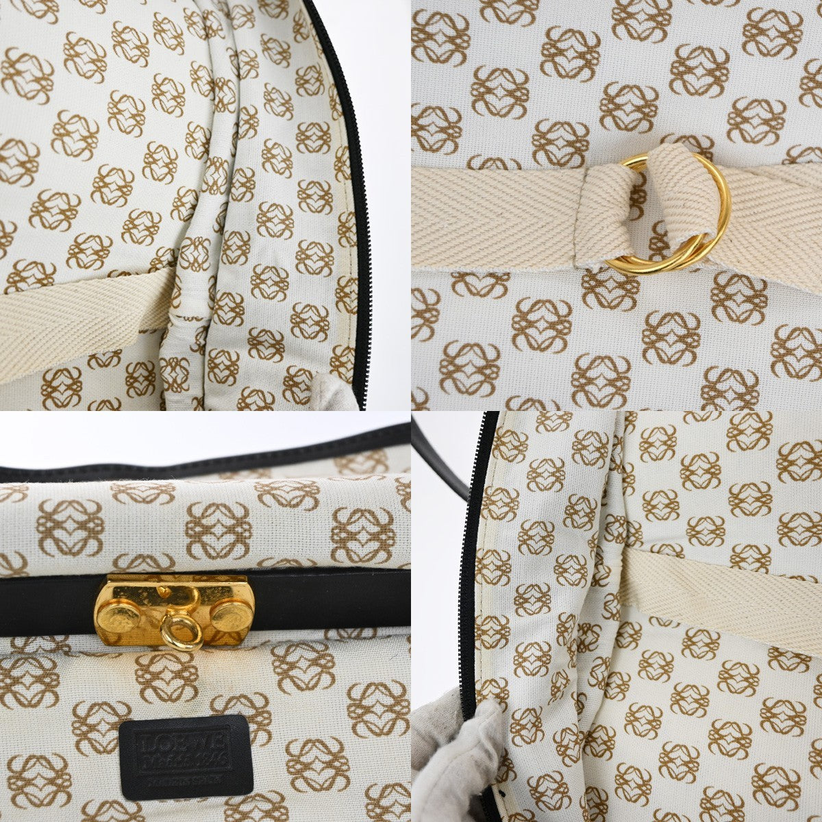 LOEWE Logo Anagram 2way Garment Shoulder Hand Bag Leather BK GHW Spain 68MA416
