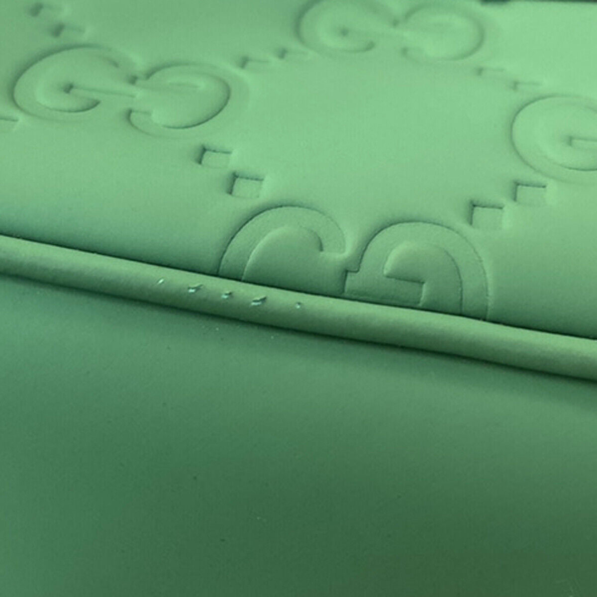 GUCCI Logo GG Rubber Effect Leather Mini Shoulder Bag Green Italy 602RK729