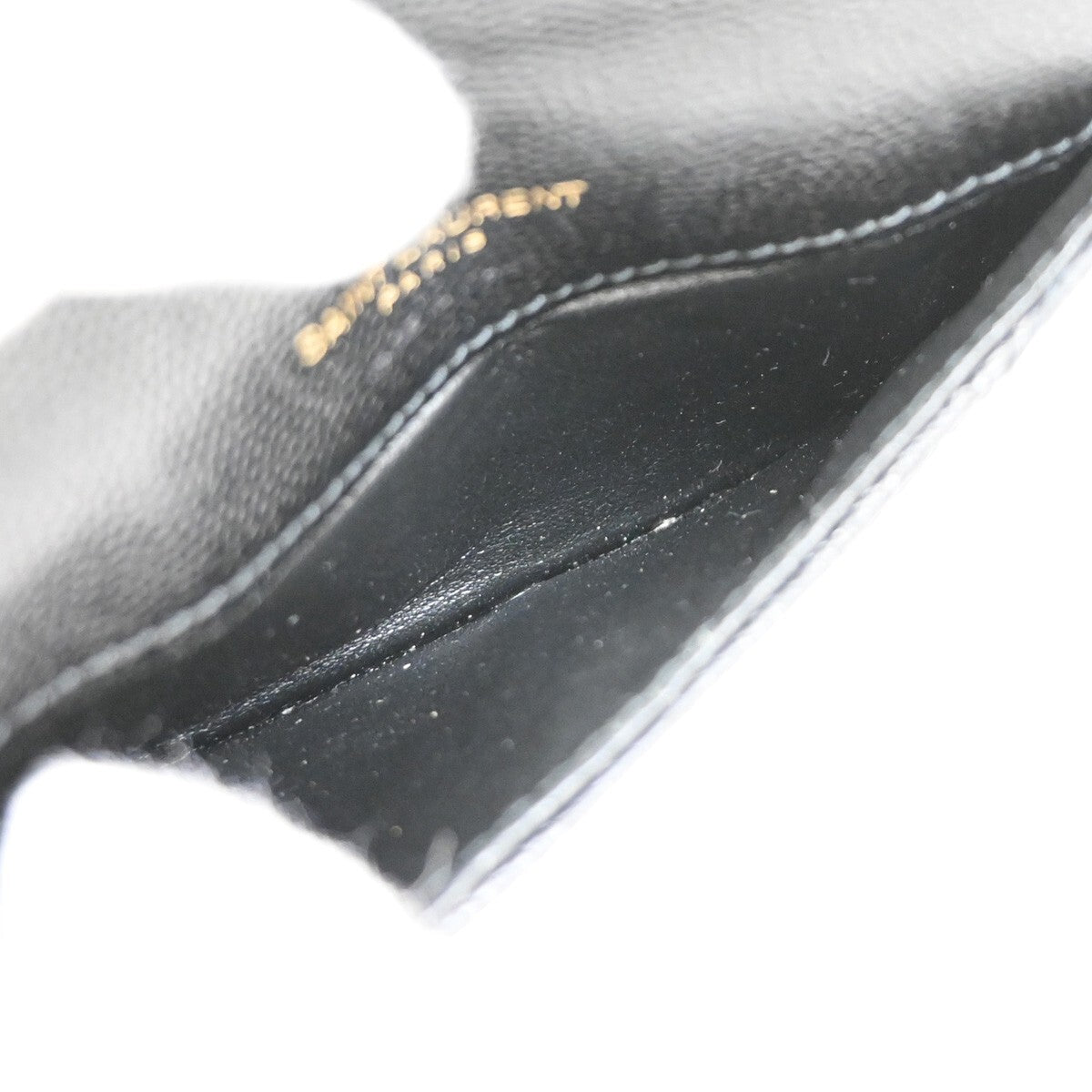 SAINT LAURENT YSL Logo Compact Bifold Wallet Leather Black GHW Italy 87EE549