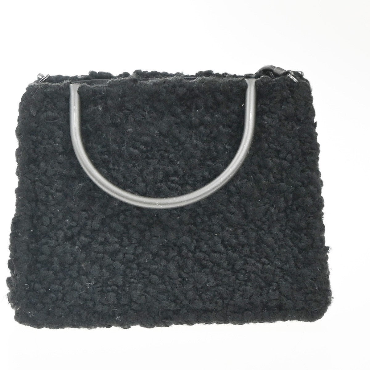 SALVATORE FERRAGAMO Gancini 2Way Shoulder Hand Bag Wool Leather Black 80RP045