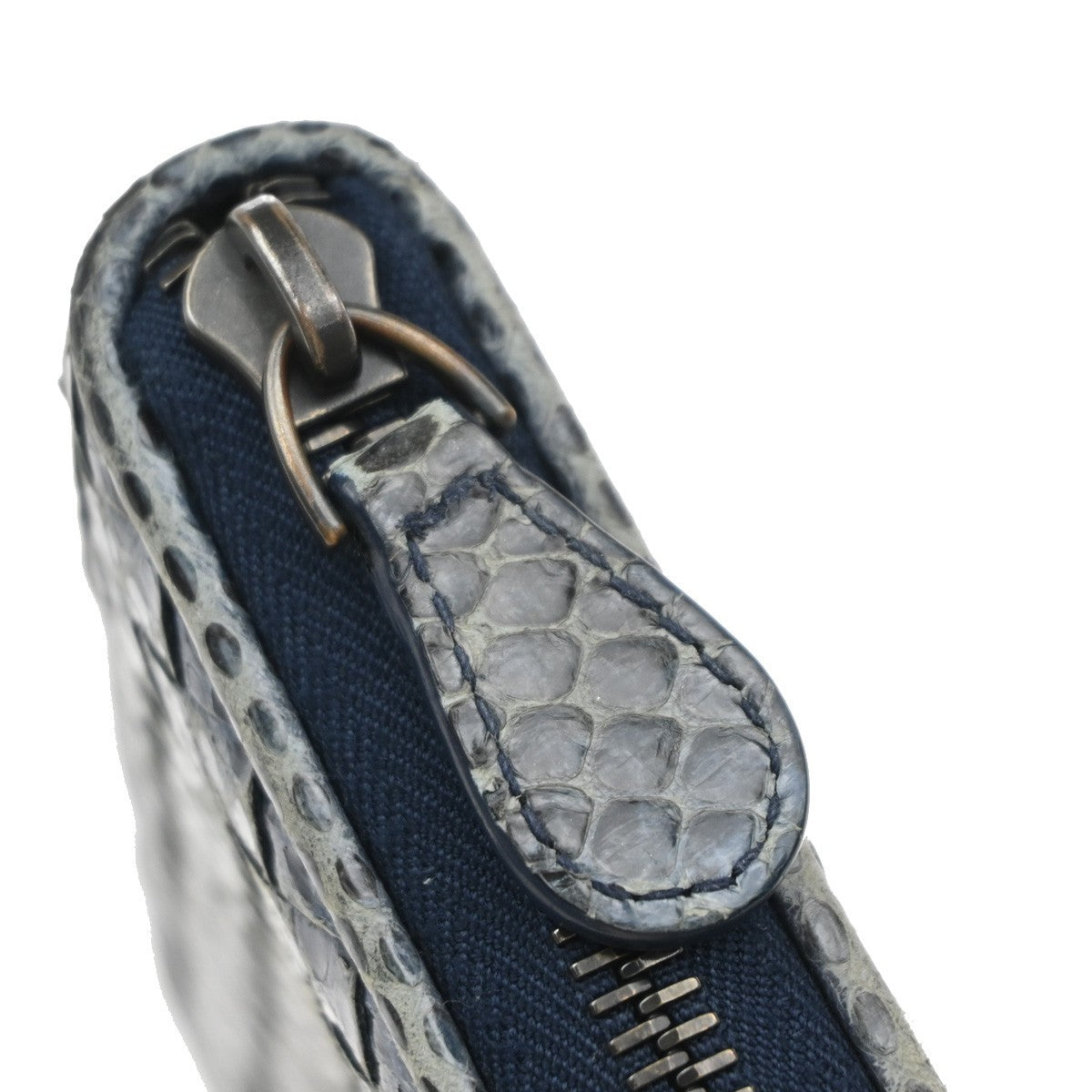 BOTTEGA VENETA Intrecciato Zip Around Long Wallet Embossing Leather Blue 69KP224