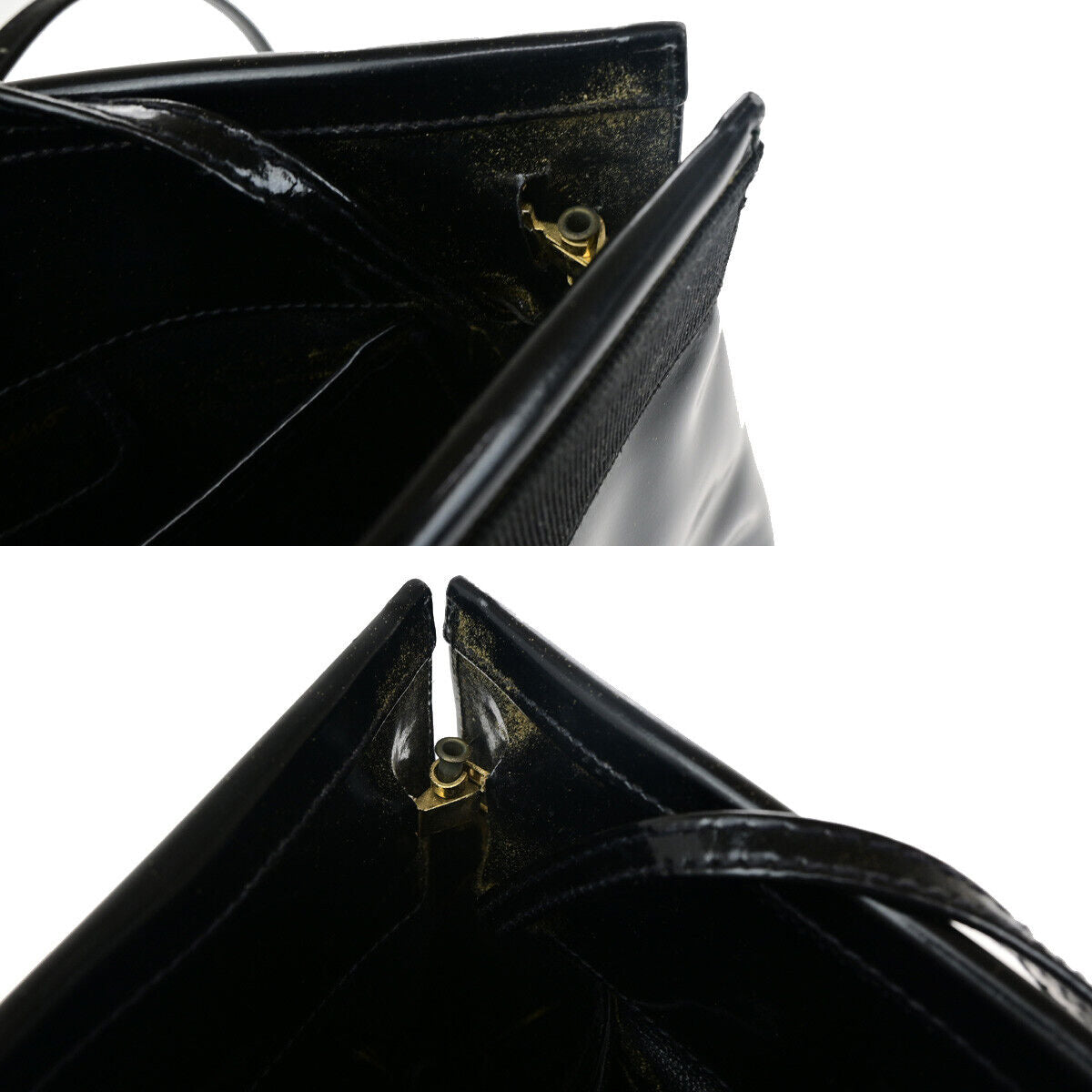 SALVATORE FERRAGAMO Vara 2Way Shoulder Clutch Bag Patent Leather BK GHW 07YF353