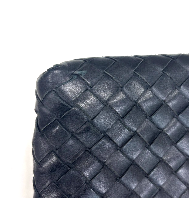 BOTTEGA VENETA Intrecciato Shoulder Bag Leather Black Italy 172736 12RL630