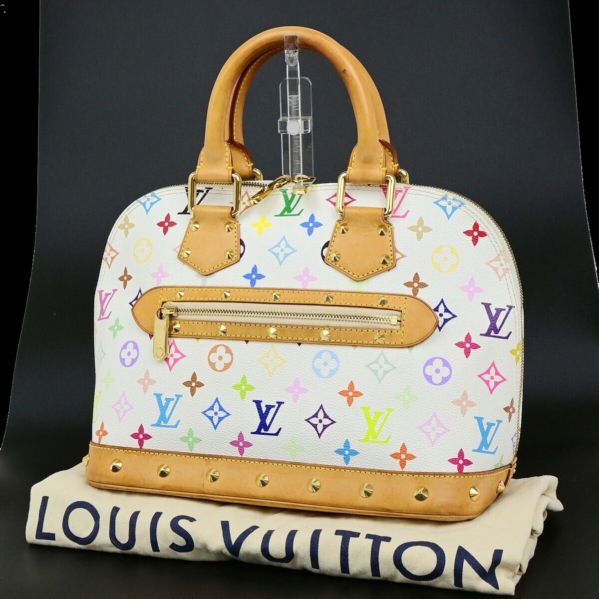 LOUIS VUITTON LV Logo Alma Hand Bag Monogram Multi Color White M92647 689RF219