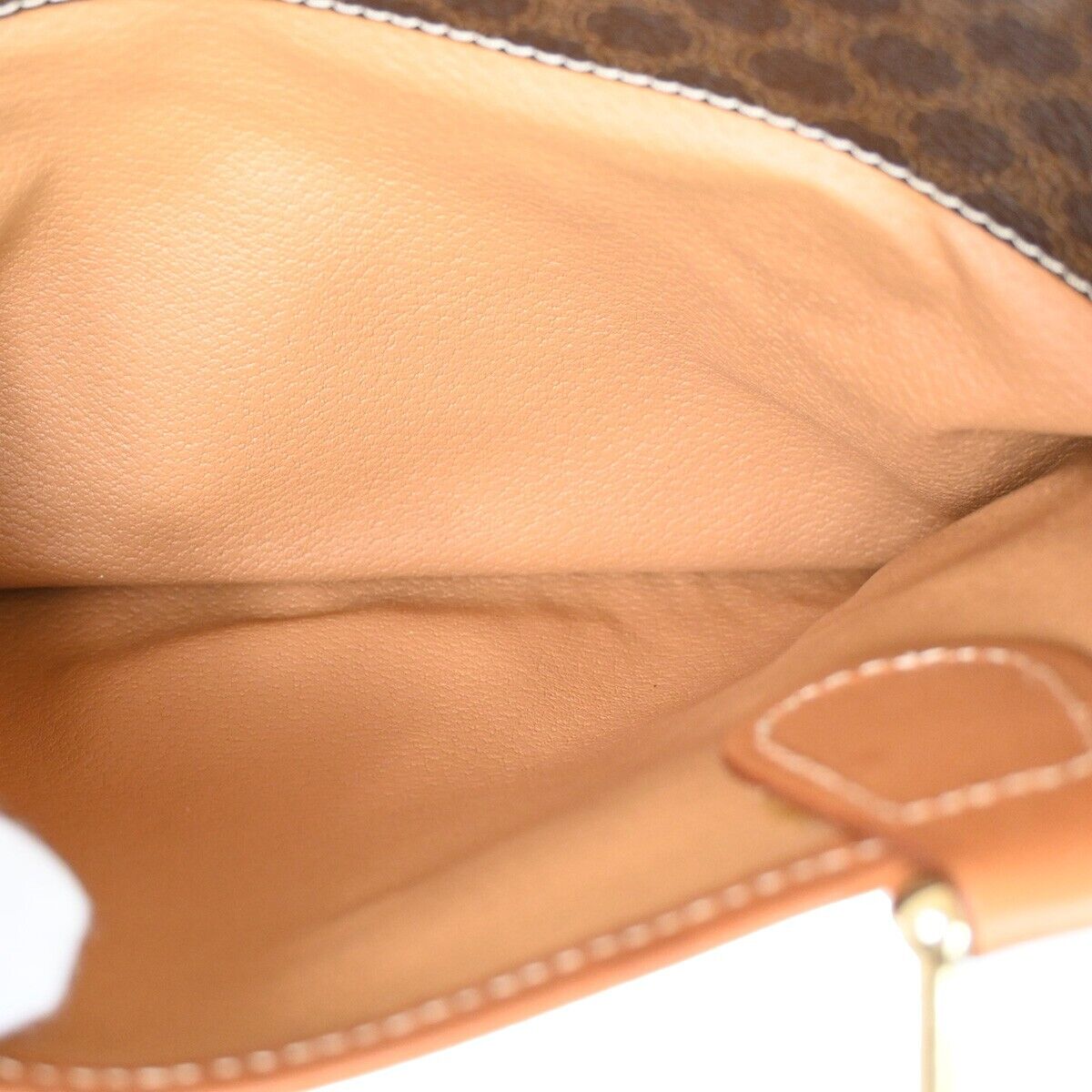 CELINE Logo Macadam Pattern  Hand Bag PVC Leather Brown Gold Italy 30FA326