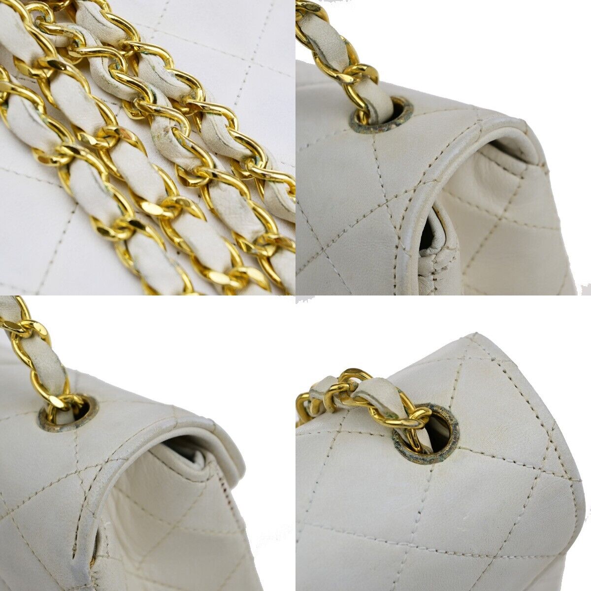 CHANEL CC Logo Matelasse 23 Chain Shoulder Bag Leather White GHW 667RJ821