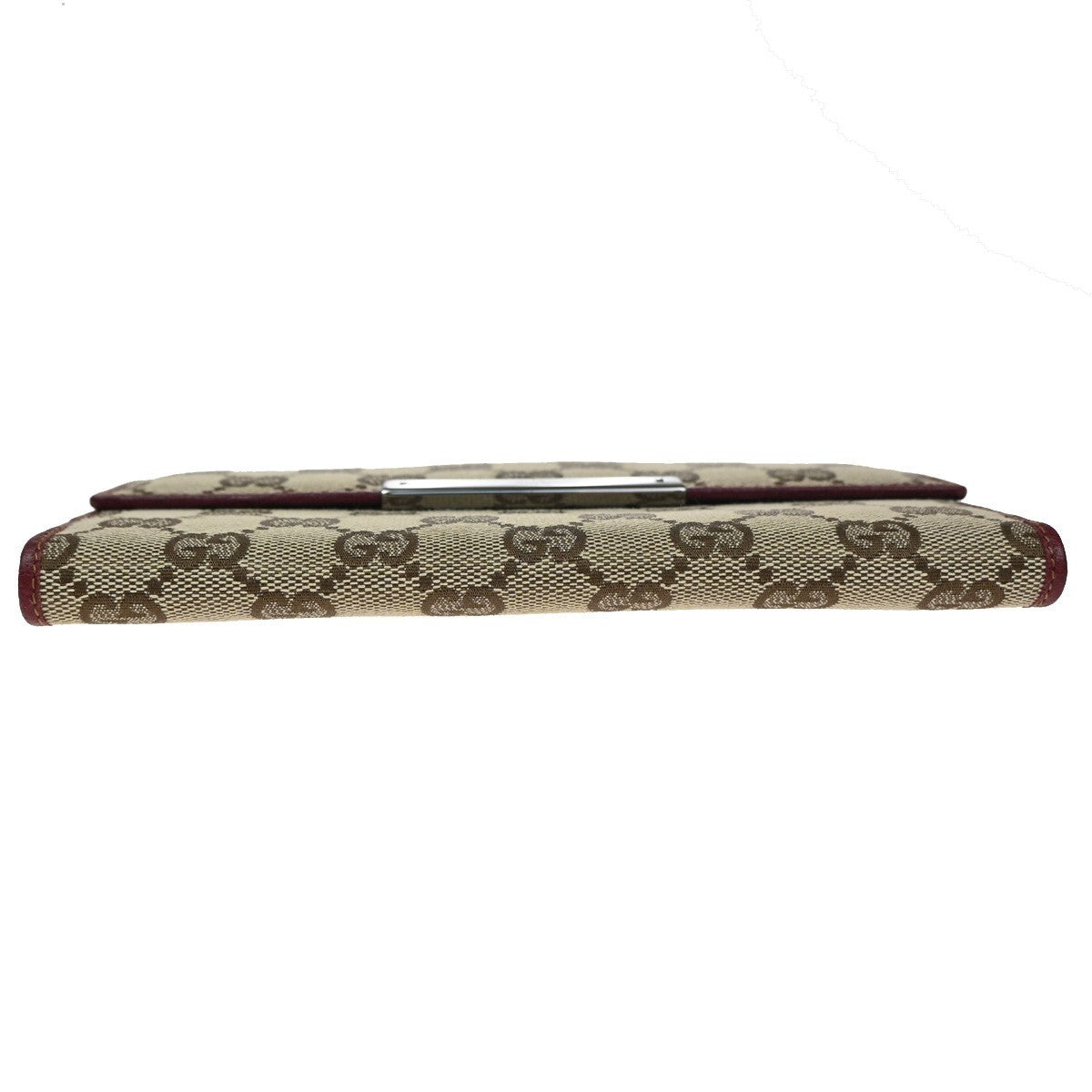 GUCCI GG Biifold Long Wallet Canvas Leather Red Beige SHW Italy 88KD057