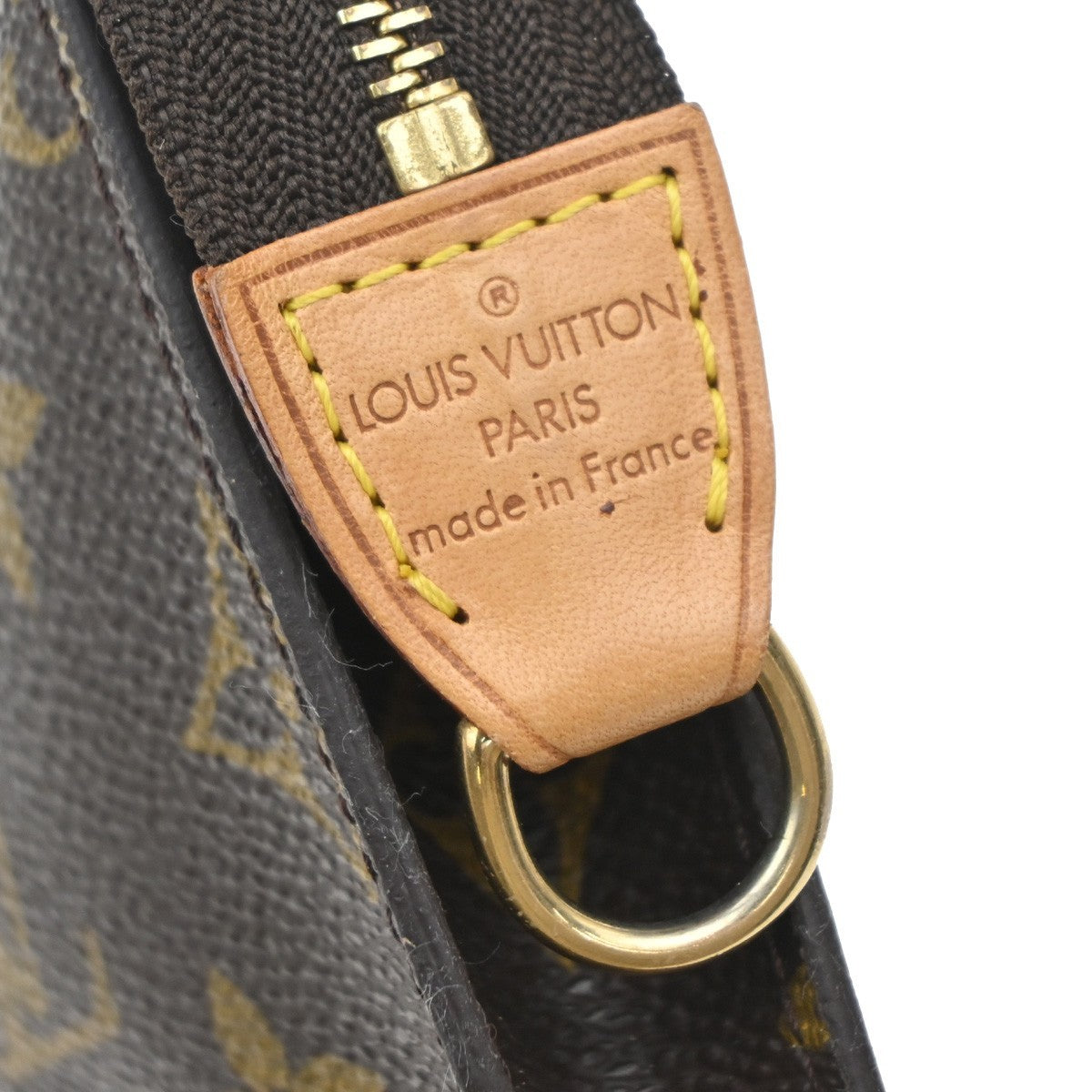 LOUIS VUITTON Logo BUCKET PM Pouch Bag Monogram Leather Brown France 66KP603