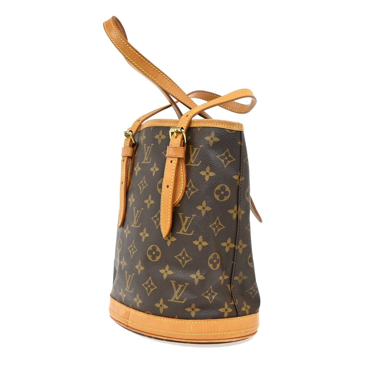 LOUIS VUITTON BUCKET PM Shoulder Tote Bag Monogram Leather Brown M42238 82EE587