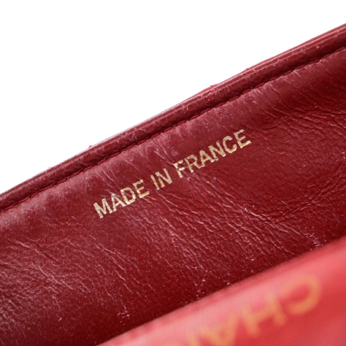 CHANEL CC Logo Mini Matelasse Chain Shoulder Bag Leather Red Vintage 673RF237
