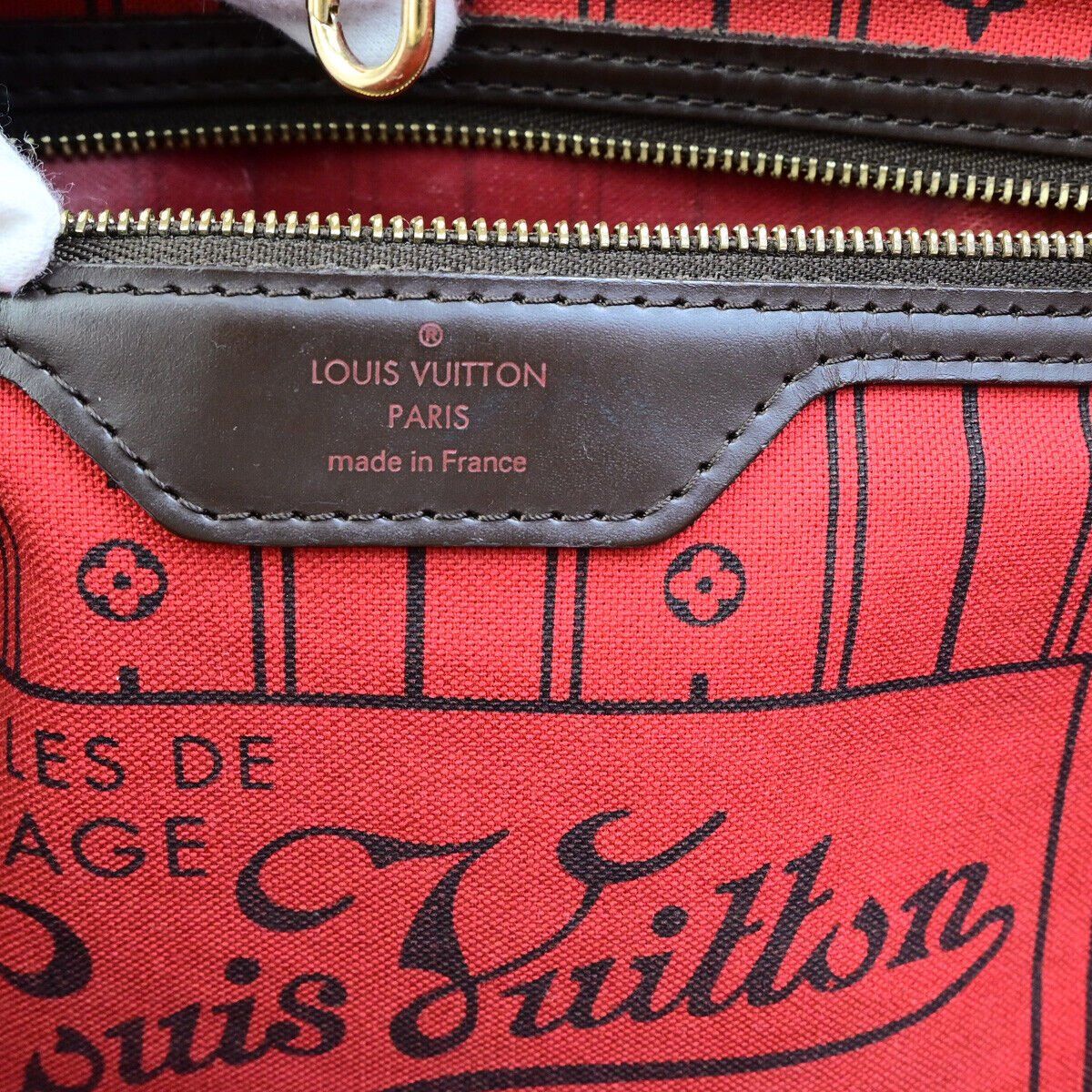 LOUIS VUITTON Neverfull MM Shoulder Tote Bag Damier Leather Brown N51105 79SJ502