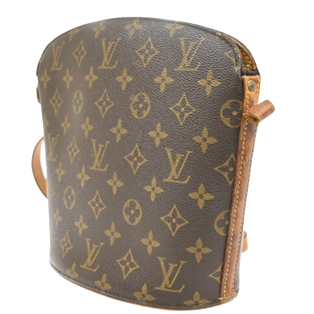 LOUIS VUITTON Logo Drouot Shoulder Bag Monogram Leather Brown M51290 02SA015