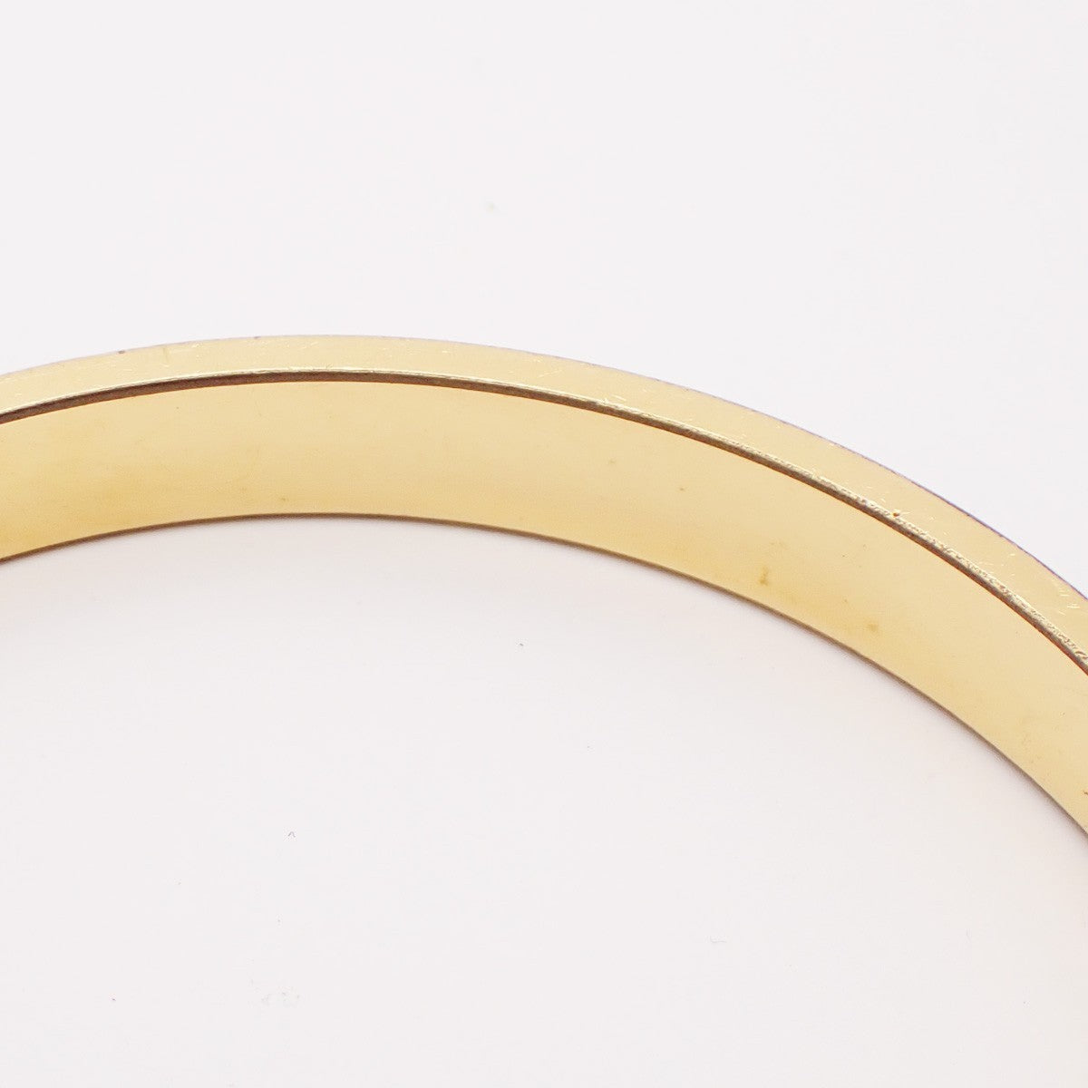 HERMES Logo Kelly Charm Bangle Bracelet Embossing Leather Green Gold 62KP350