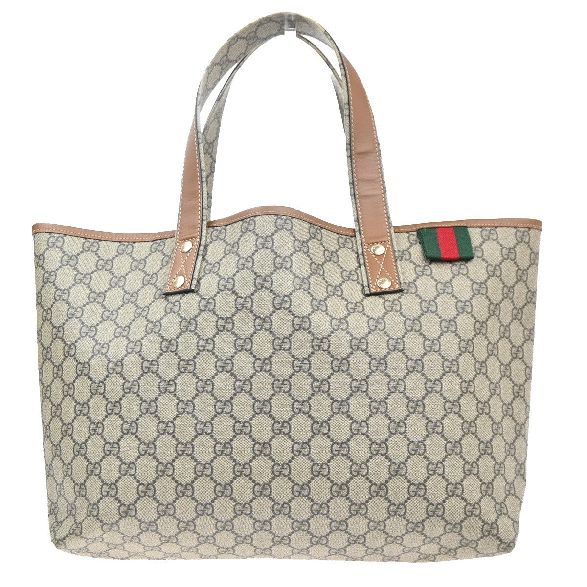 GUCCI Logo Sherry GG Pattern Hand Tote Bag PVC Leather Beige Italy 35KC867