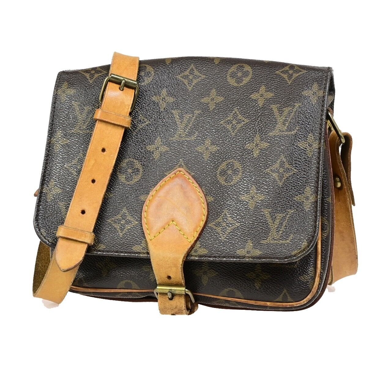 LOUIS VUITTON Cartouchiere MM Shoulder Bag Monogram Leather Brown M51253 36EB598