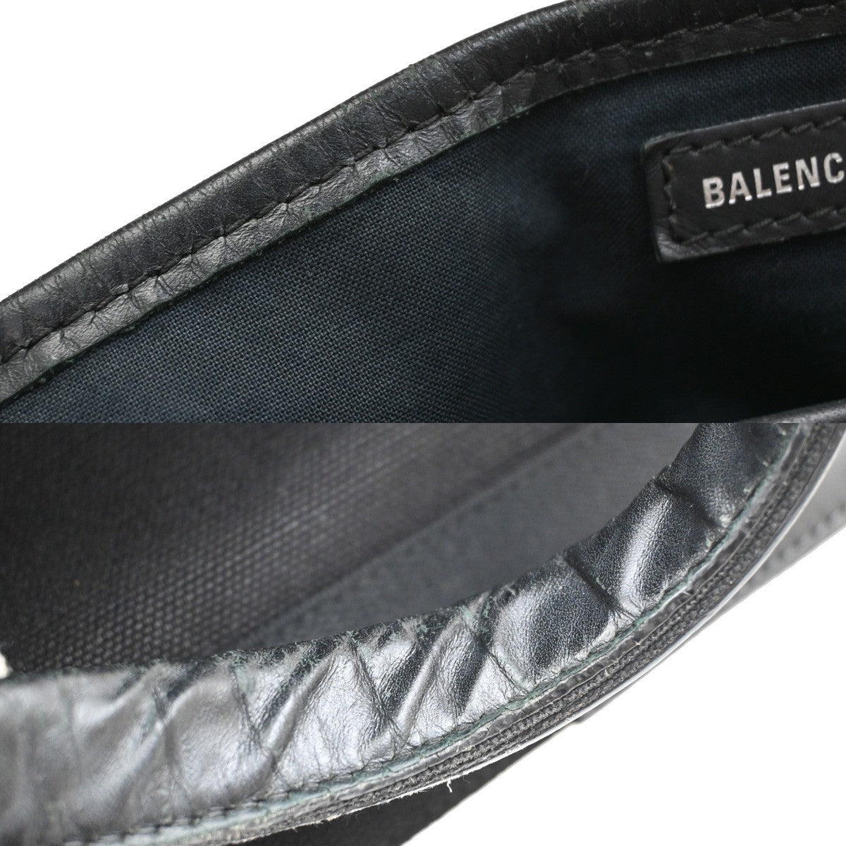 BALENCIAGA Logo Navy Cabas S Hand Bag Canvas Leather Black Italy 65EF883