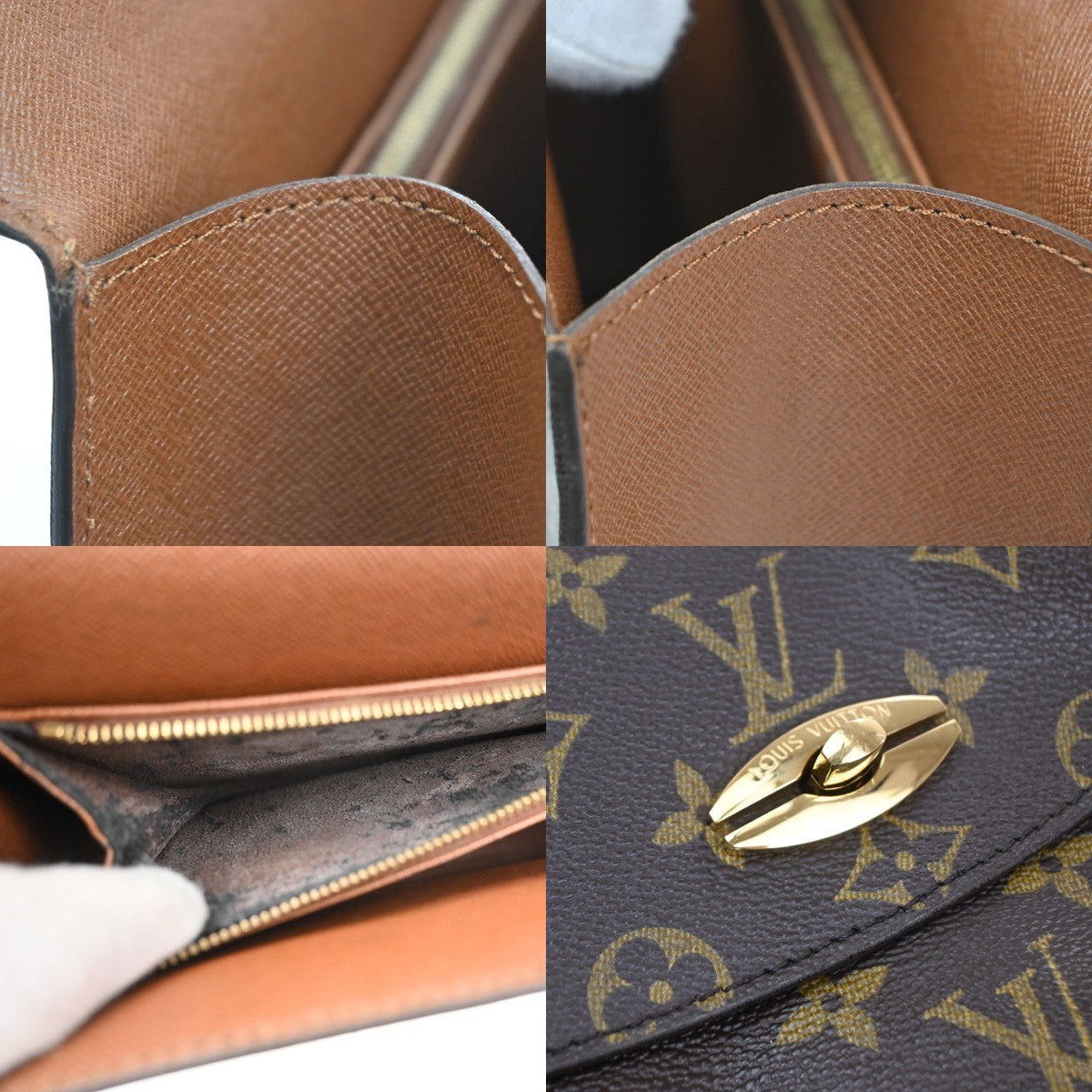 LOUIS VUITTON LV Logo Malesherbes Hand Bag Monogram Leather Brown M51379 84CA876