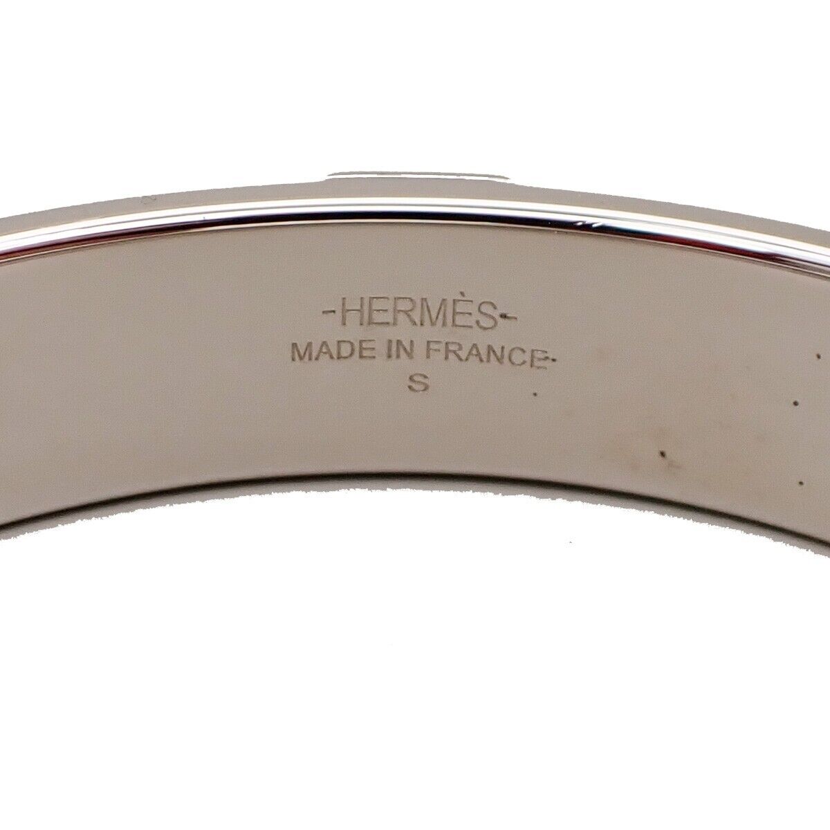 HERMES Logo Bangle Bracelet #S Exotic Leather Blue Silver 32KA475