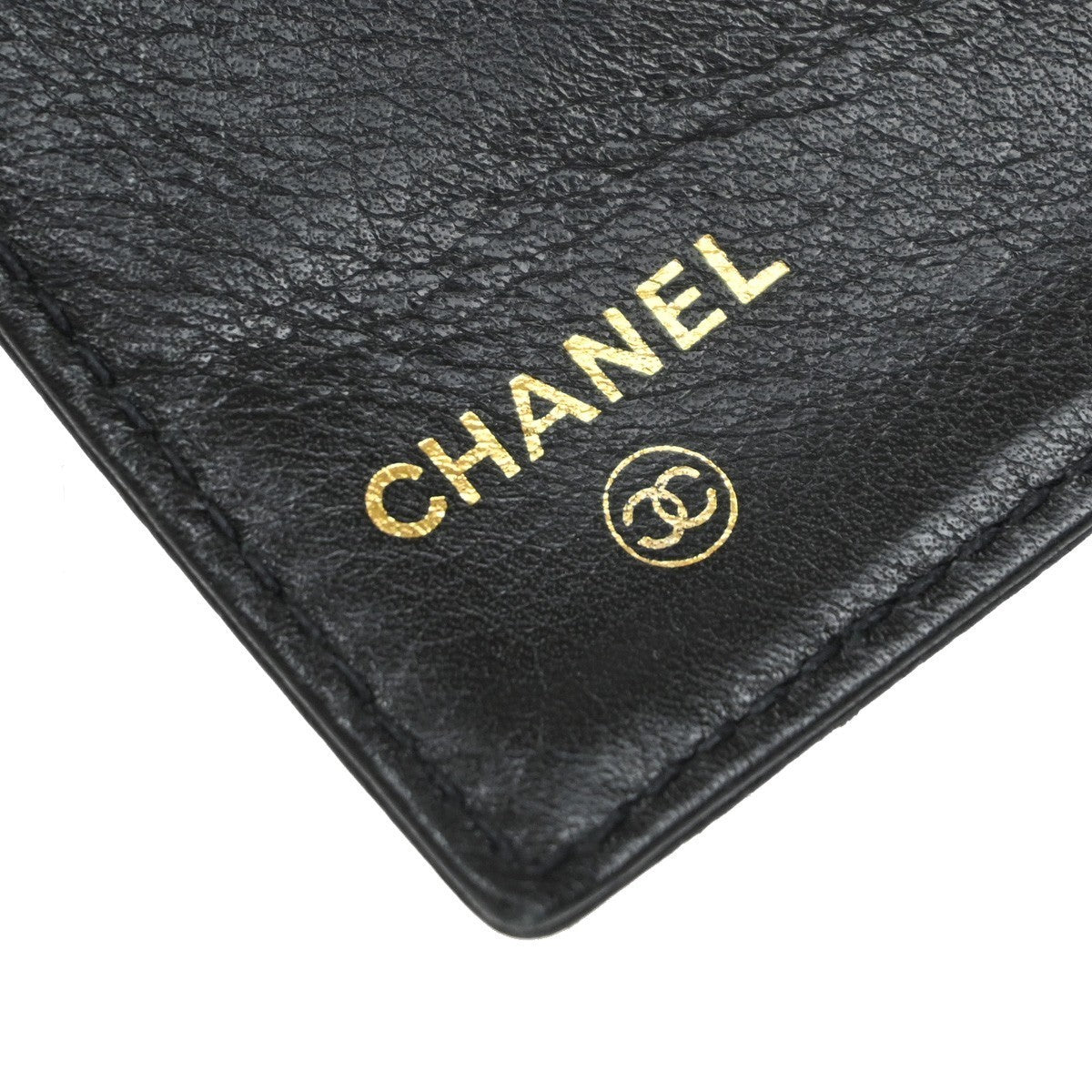 CHANEL CC Logo Long Bifold Wallet Grained Calfskin Leather Black Italy 87RF727