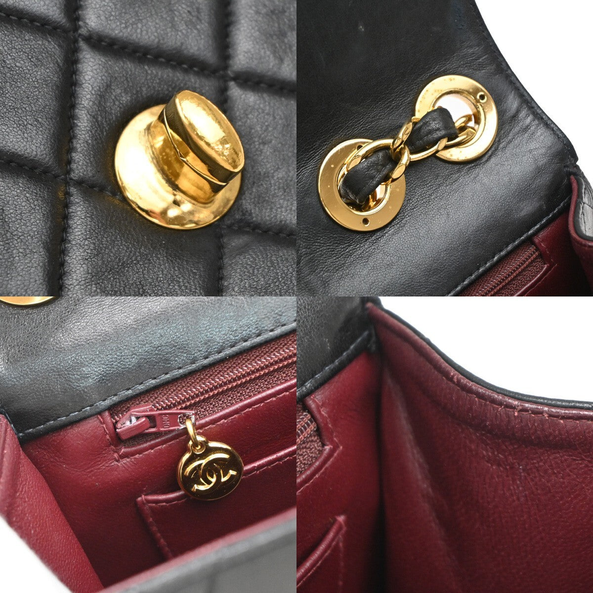 CHANEL CC Matelasse 30 Chain Shoulder Bag Leather Black GHW Vintage 341RF396