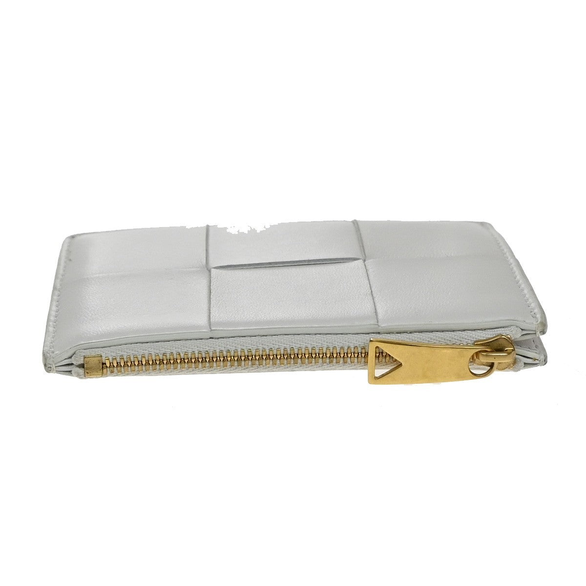 BOTTEGA VENETA Logo Cassette Intrecciato Compact Wallet Leather White 65EG128
