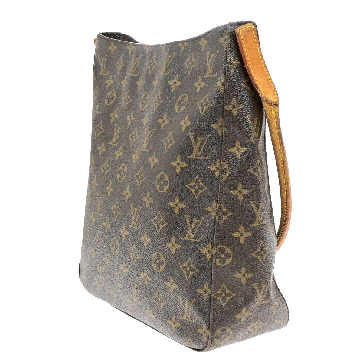 LOUIS VUITTON Logo Looping GM Shoulder Bag Monogram Leather Brown M51145 01ED693