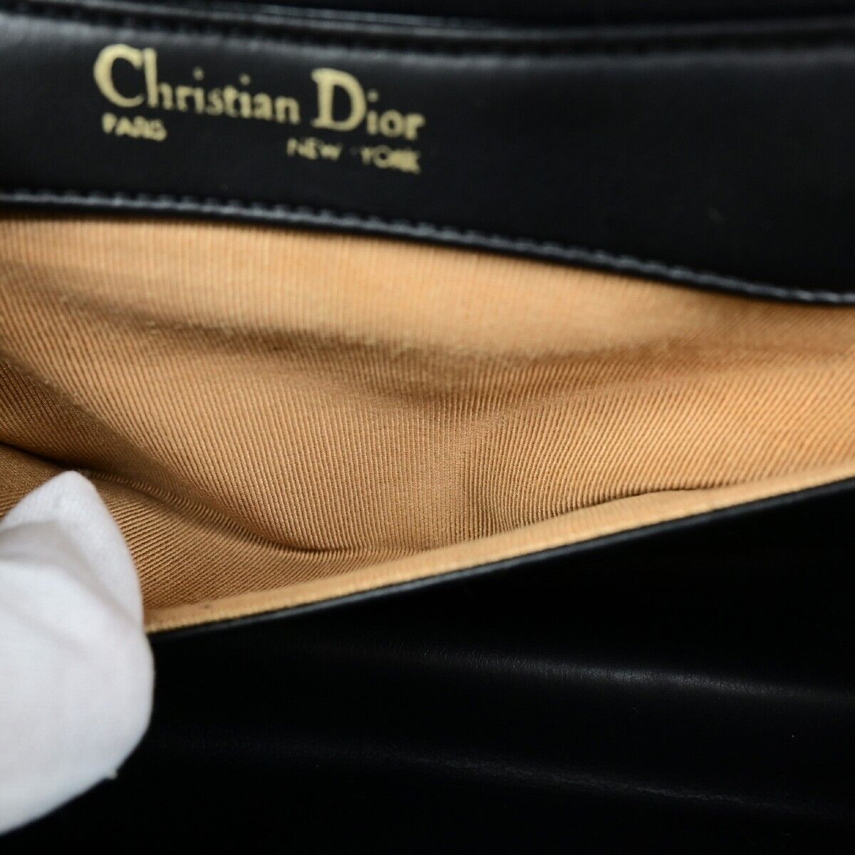 CHRISTIAN DIOR Logo Shoulder Bag Leather Black GHW 33ED426