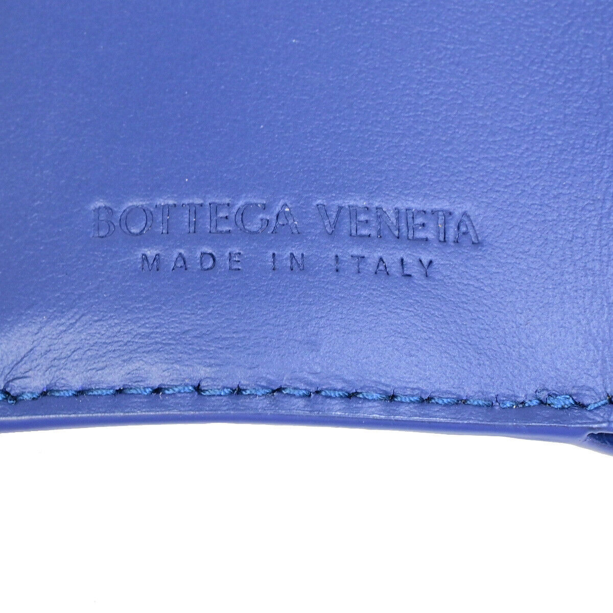 BOTTEGA VENETA INTRECCIATO Trifold Wallet Purse Leather Blue Italy 35SJ106