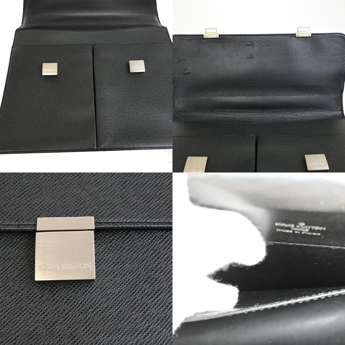 LOUIS VUITTON Serviette Kazan Hand Bag Taiga Leather Black M30802 68EE125