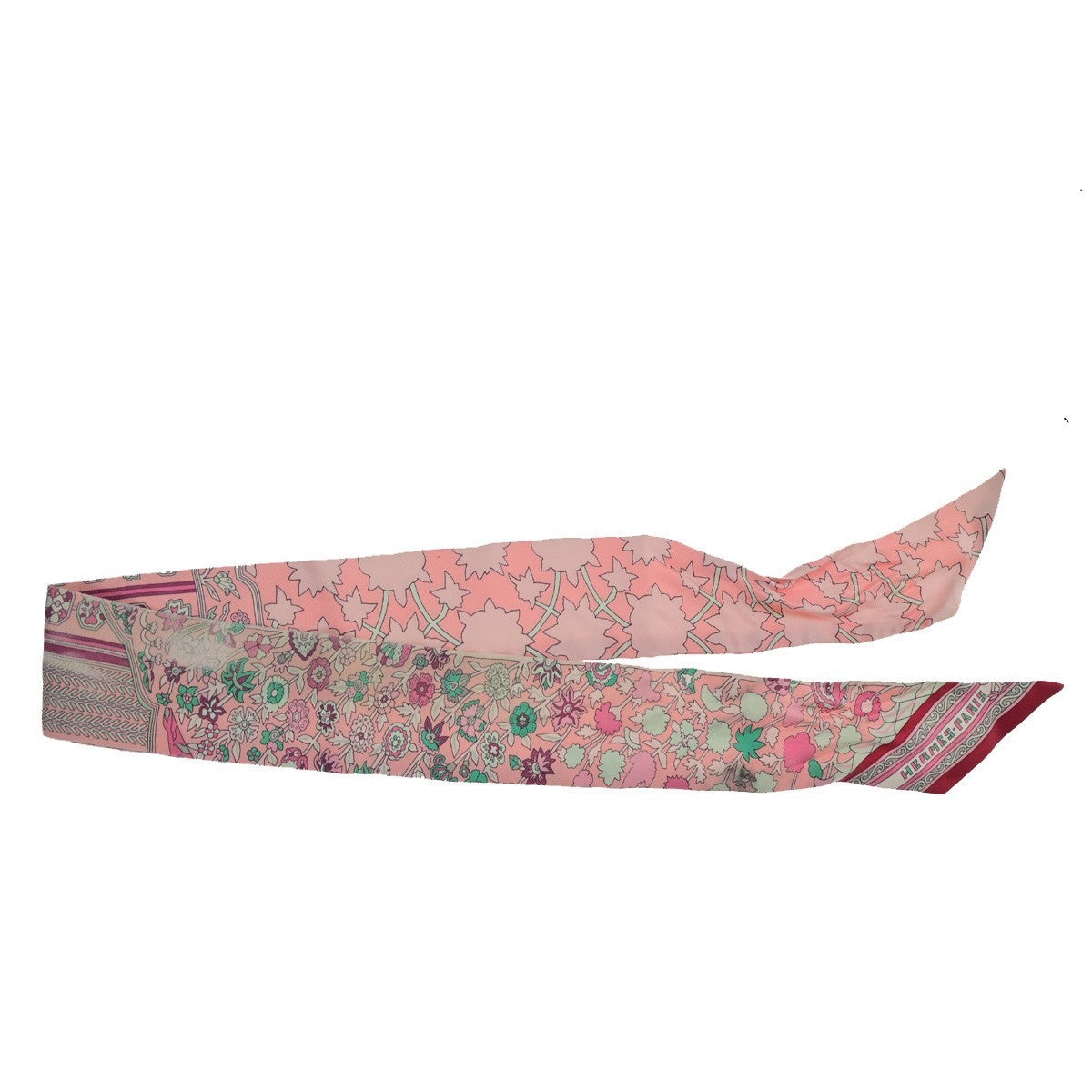 HERMES Twilly Scarf " Tapis Persans " 100% Silk Pink France 63RQ092