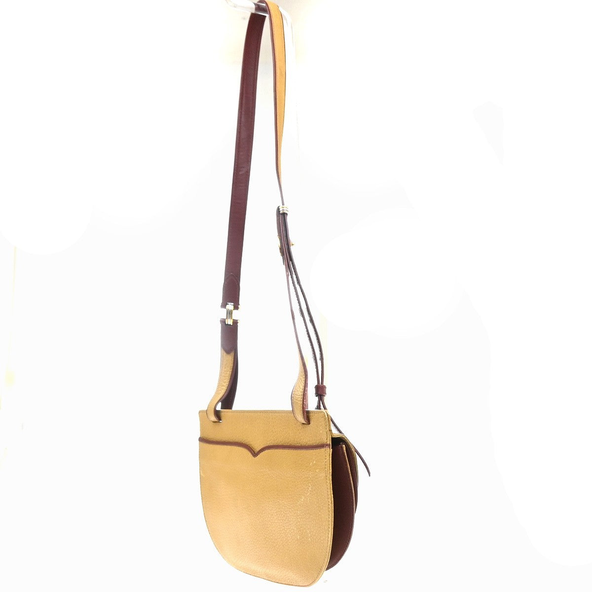 MUST DE CARTIER 2C Logo Trinity Bicolor Shoulder Bag Leather Yellow Red 38YJ118