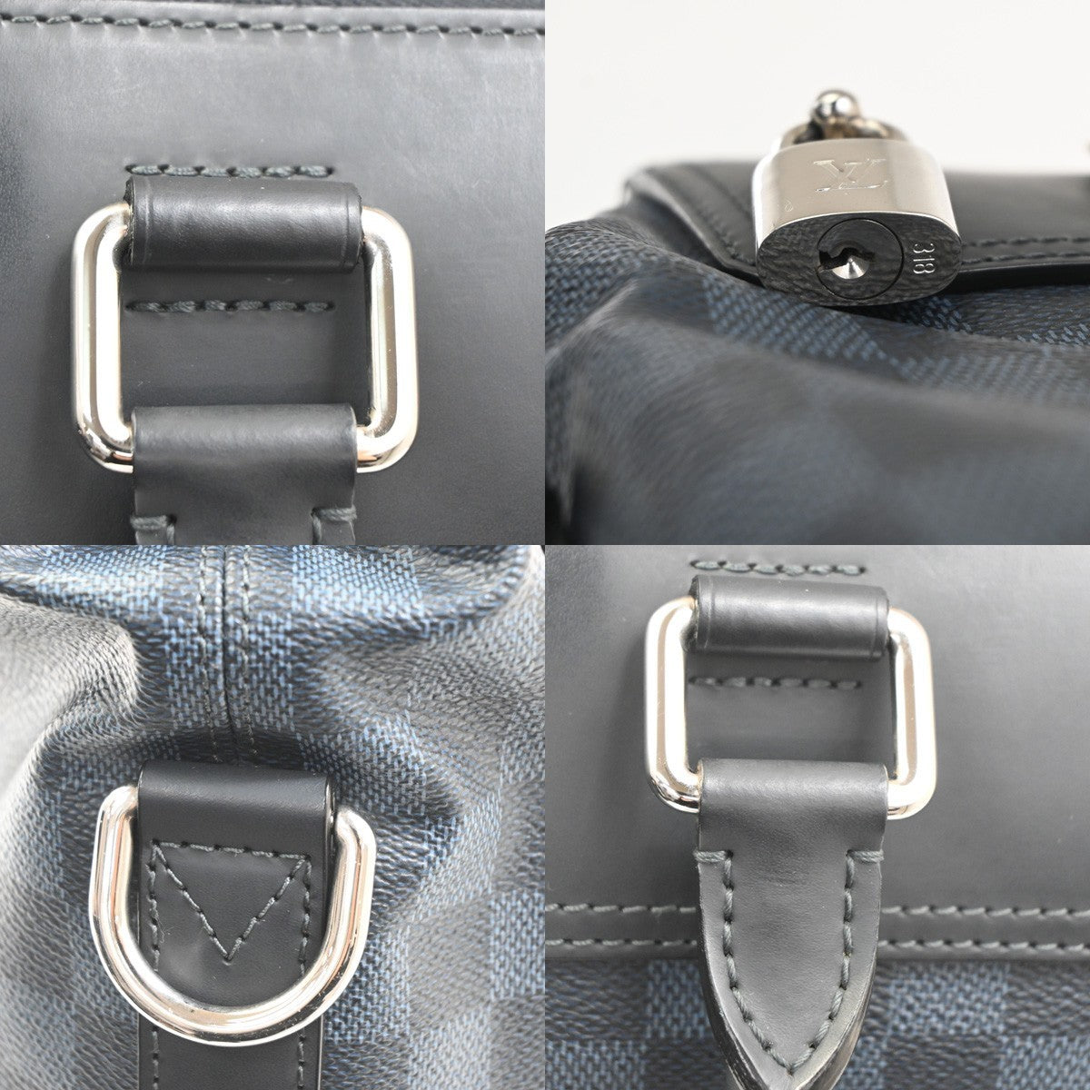 LOUIS VUITTON Greenwich Hand Bag Damier Cobalt Leather Navy Italy N41351 92MA390