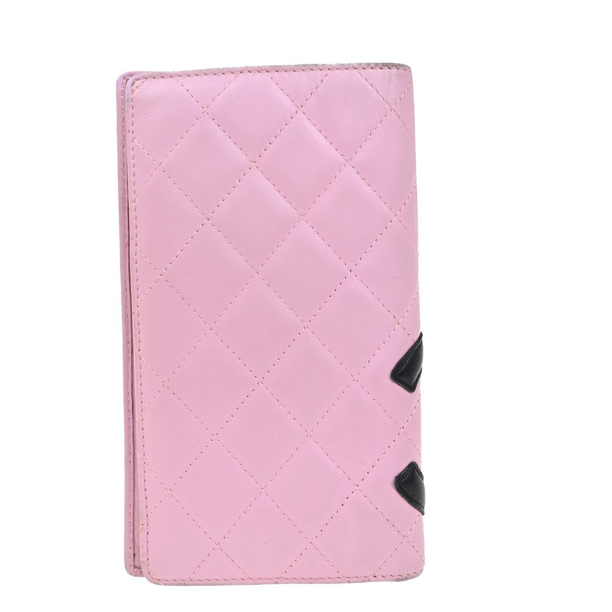 CHANEL CC Logo Long Bifold Wallet Purse Leather Pink SHW Italy 83YH826