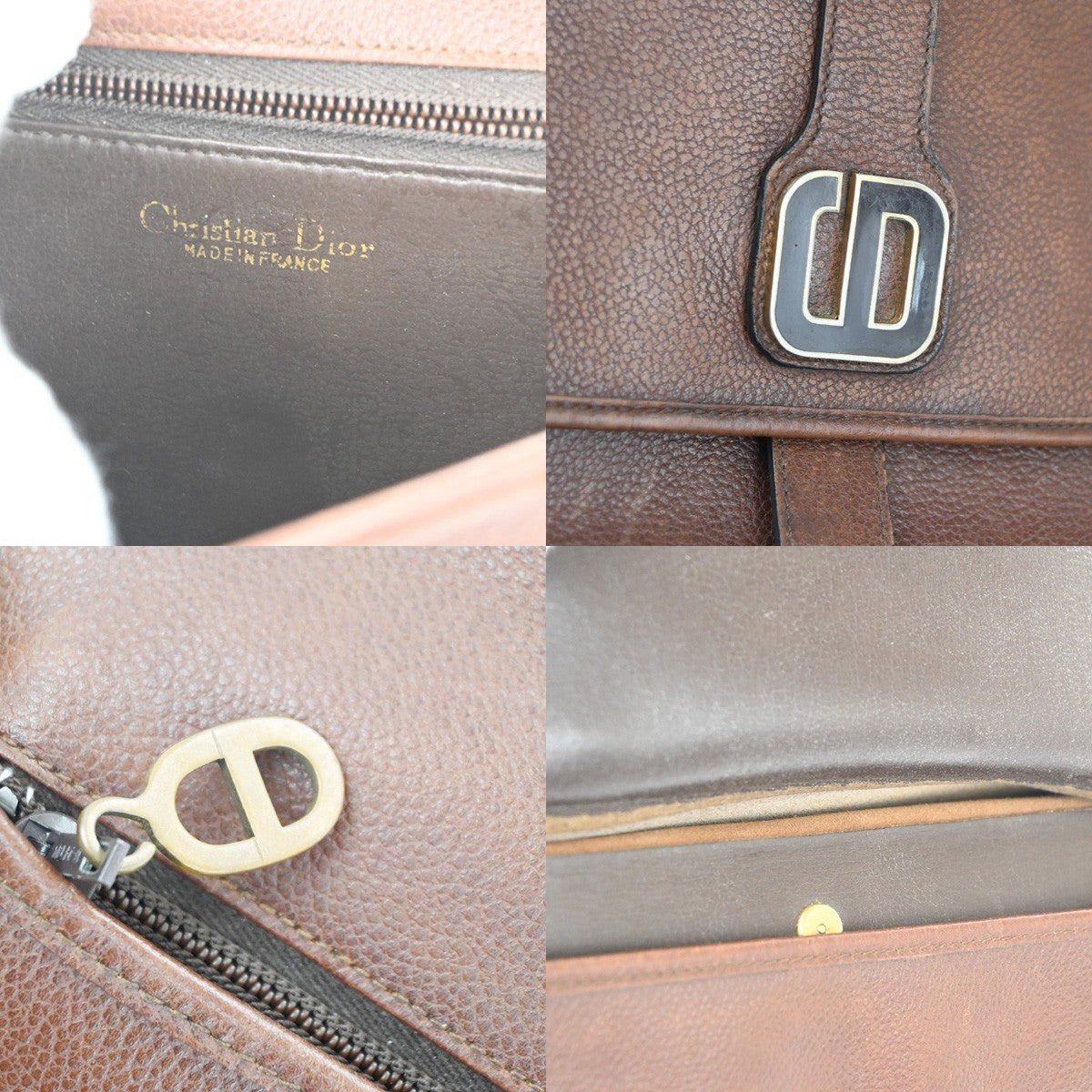 CHRISTIAN DIOR Crossbody Shoulder Bag Leather Brown GHW France 05KC538