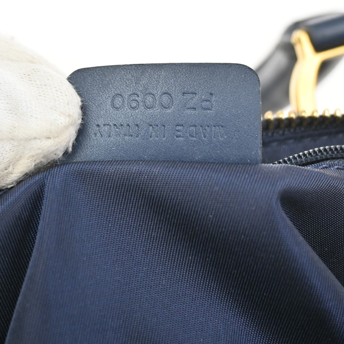 CHRISTIAN DIOR Logo Trotter Boston Hand Bag Canvas Leather Blue Italy 11CA874