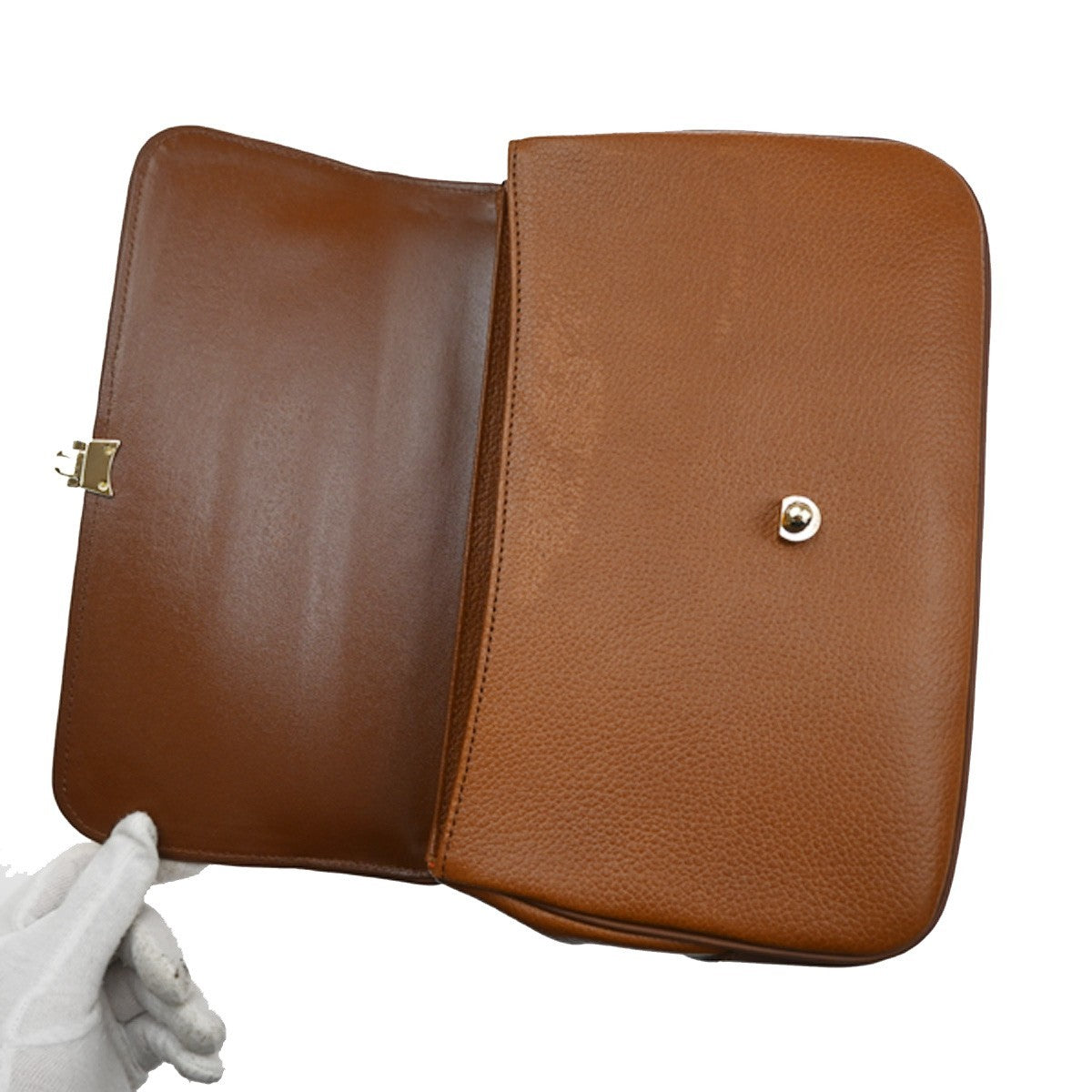 Burberrys Logo Nova Check Top Handle Hand Bag Leather Brown GHW 61KB711