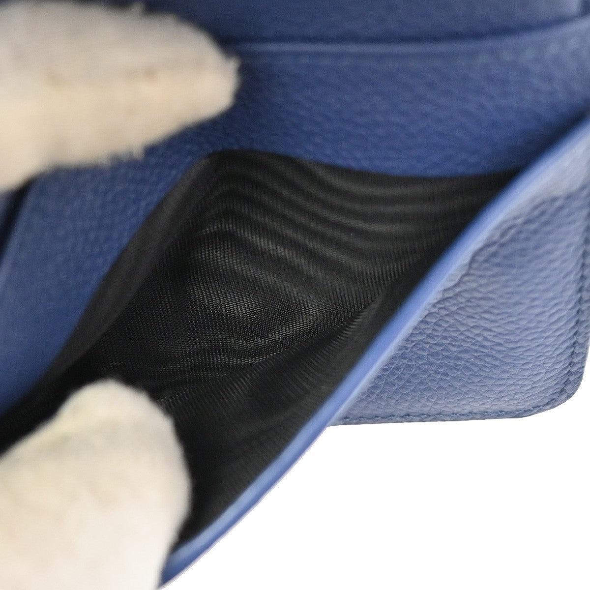 YVES SAINT LAURENT Zipper Around Compact Wallet  Leather Blue 65KB728