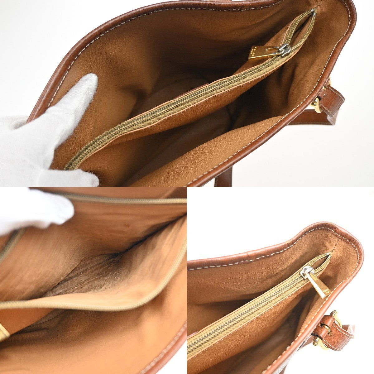 CELINE Logo Macadam Pattern Shoulder Bag PVC Leather Brown Italy Gold 04FC142